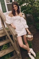 Shona Joy Calcite Tailored Off-The-Shoulder Balloon-Sleeve Mini Dress