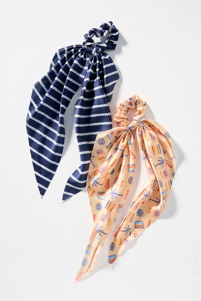 Frasier Sterling Hair Scarf Scrunchies, Set of 2