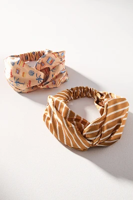 Frasier Sterling Sardine Printed Satin Twist Headbands, Set of 2