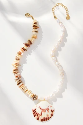 Frasier Sterling Sardinia Shell Charm Pearl Necklace