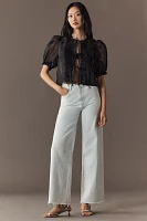 MABLE Sheer Tie-Front Puff-Sleeve Blouse