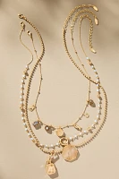 Shades of Sea Layered Necklaces: Delicate Charm Edition