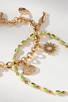 Beaded Charm Anklets, Set of 2