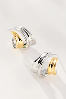 Mixed Metal Split Huggie Hoop Earrings
