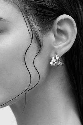Mixed Metal Split Huggie Hoop Earrings