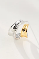 Mixed Metal Split Huggie Hoop Earrings