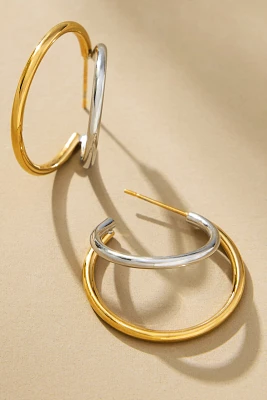 Mixed Metal Huggie Hoop Earrings