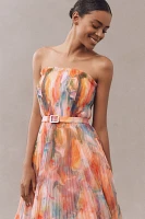 Hutch Strapless Belted Chiffon Floral Maxi Dress