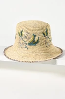 Freya Calla Embroidered Straw Bucket Hat