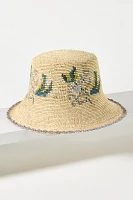 Freya Calla Embroidered Straw Bucket Hat