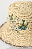 Freya Calla Embroidered Straw Bucket Hat