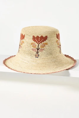 Freya Fleur Floral Straw Bucket Hat