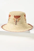 Freya Fleur Floral Straw Bucket Hat