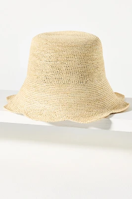 Freya Scallop Crochet Straw Bucket Hat