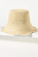 Freya Scallop Crochet Straw Bucket Hat