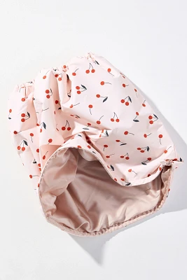 KITSCH Cherry Print Satin-Lined Flexi Shower Cap