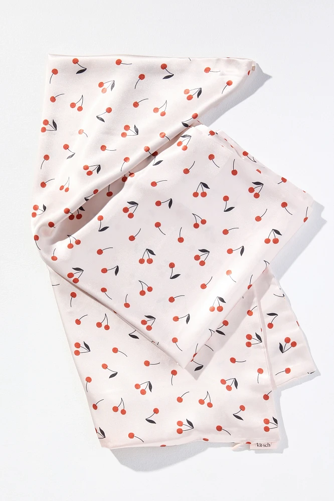 KITSCH Cherry Print Satin King Pillowcase