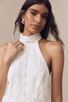 BHLDN Lace Halter Ruffle Peekaboo Maxi Dress