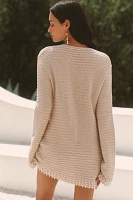 Celandine Bead-Trim Knit Long-Sleeve Mini Shift Dress