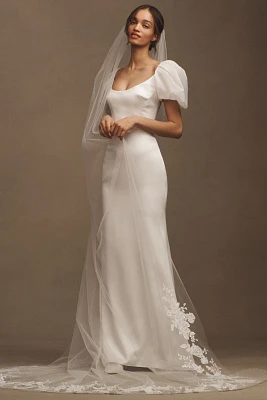 Amsale Sequin Shimmer Lace Border Cathedral Veil
