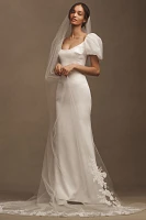 Amsale Sequin Shimmer Lace Border Cathedral Veil
