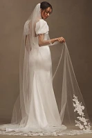 Amsale Sequin Shimmer Lace Border Cathedral Veil