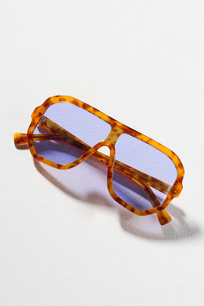 Transparent Flat Top Polarized Aviator Sunglasses