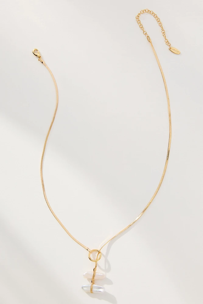 Pearl Lariat Slider Necklace