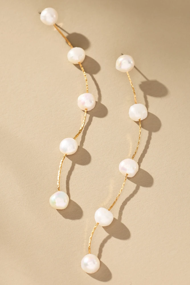 Ettika Dripping Pearl Delicate Drop Earrings