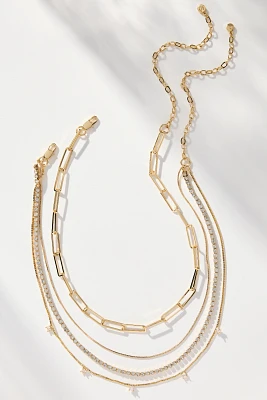 Ettika Mixed Chain & Crystal Necklaces, Set of 2