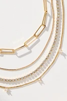 Ettika Mixed Chain & Crystal Necklaces, Set of 2