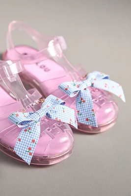 Cherry-Printed Gingham Bow Shoe Charms