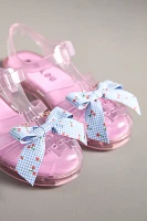 Cherry-Printed Gingham Bow Shoe Charms