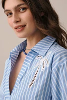 Romi Basha Long-Sleeve Embroidered Palms Tunic Top