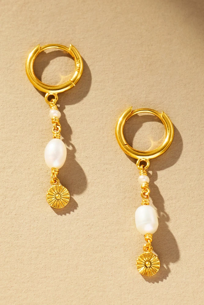 Jackie Mack Pearl Huggie Hoop Earrings