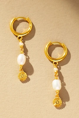 Jackie Mack Pearl Huggie Hoop Earrings