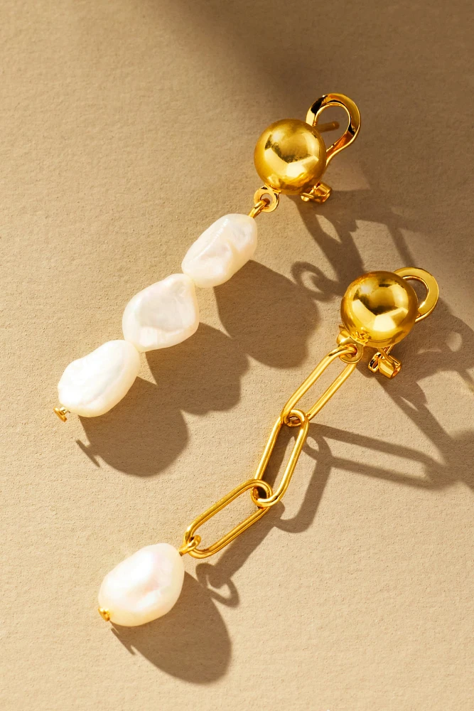 Jackie Mack Mismatched Pearl Chain Drop Earrings