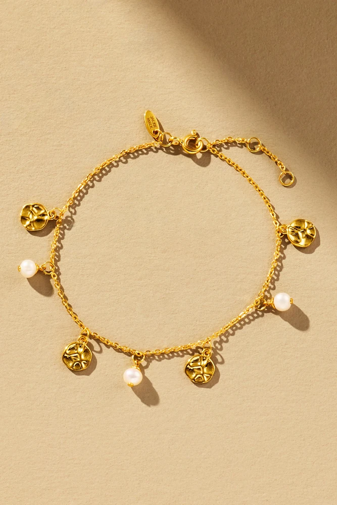 Jackie Mack Pearl Coin Charm Vesper Bracelet