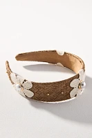 Pearl Flower Raffia Headband