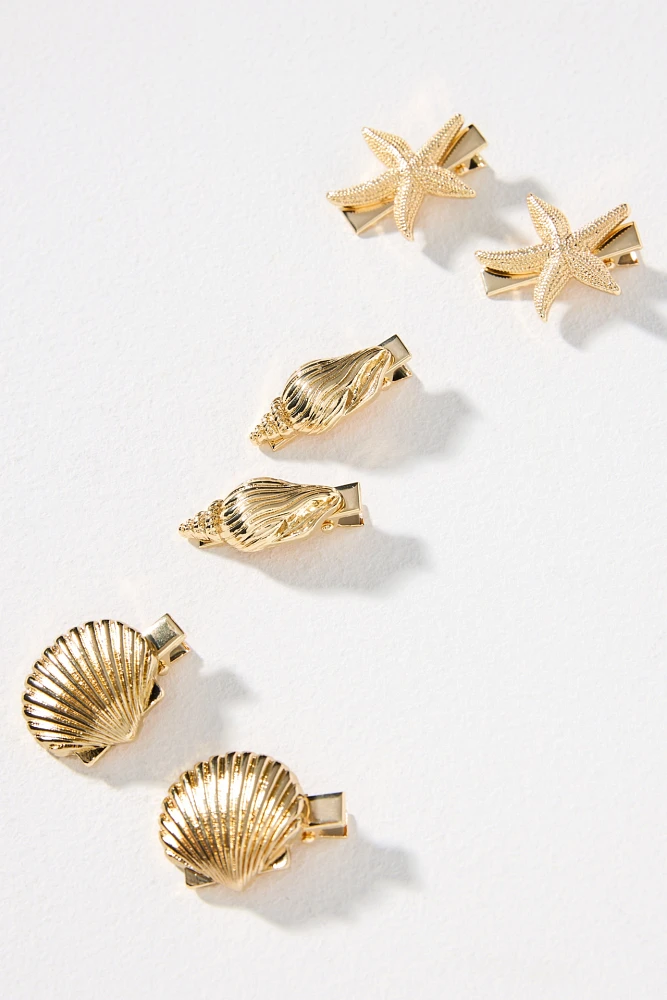 Mini Shell Hair Clips, Set of 6