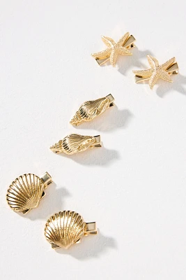Mini Shell Hair Clips, Set of 6