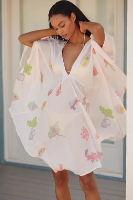 Pranella Yulia Treasure Island Printed Mini Cover-Up Kaftan