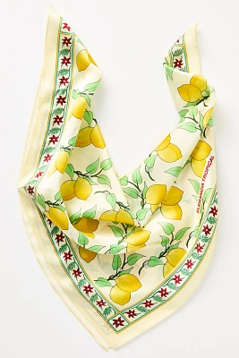 Elegancia Tropical Citrus Bloom Silk Scarf