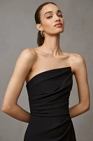 Shoshanna Dory Strapless Asymmetrical Crepe A-Line Maxi Dress