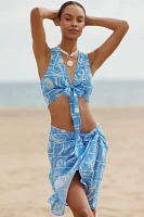 Celandine Printed Tie-Front Crop Top