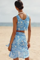 Celandine Printed Tie-Front Crop Top