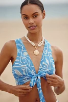 Celandine Printed Tie-Front Crop Top