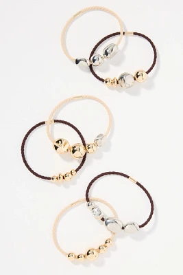 Metal Bead Hair Ties, Set of 6