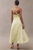 Mare Halter Corset Fit & Flare Jacquard Maxi Dress