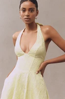 Mare Halter Corset Fit & Flare Jacquard Maxi Dress